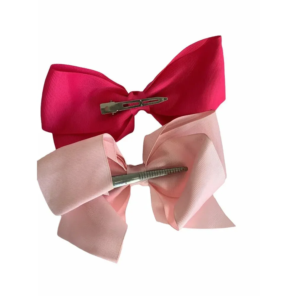 BUNDLE Girl’s Lot of 2 Two-Tone Pink Hair Bow Clips NEW